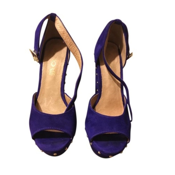 Aldo Shoes - ALDO Platforms - Purple & Gold Suede W/ Studs